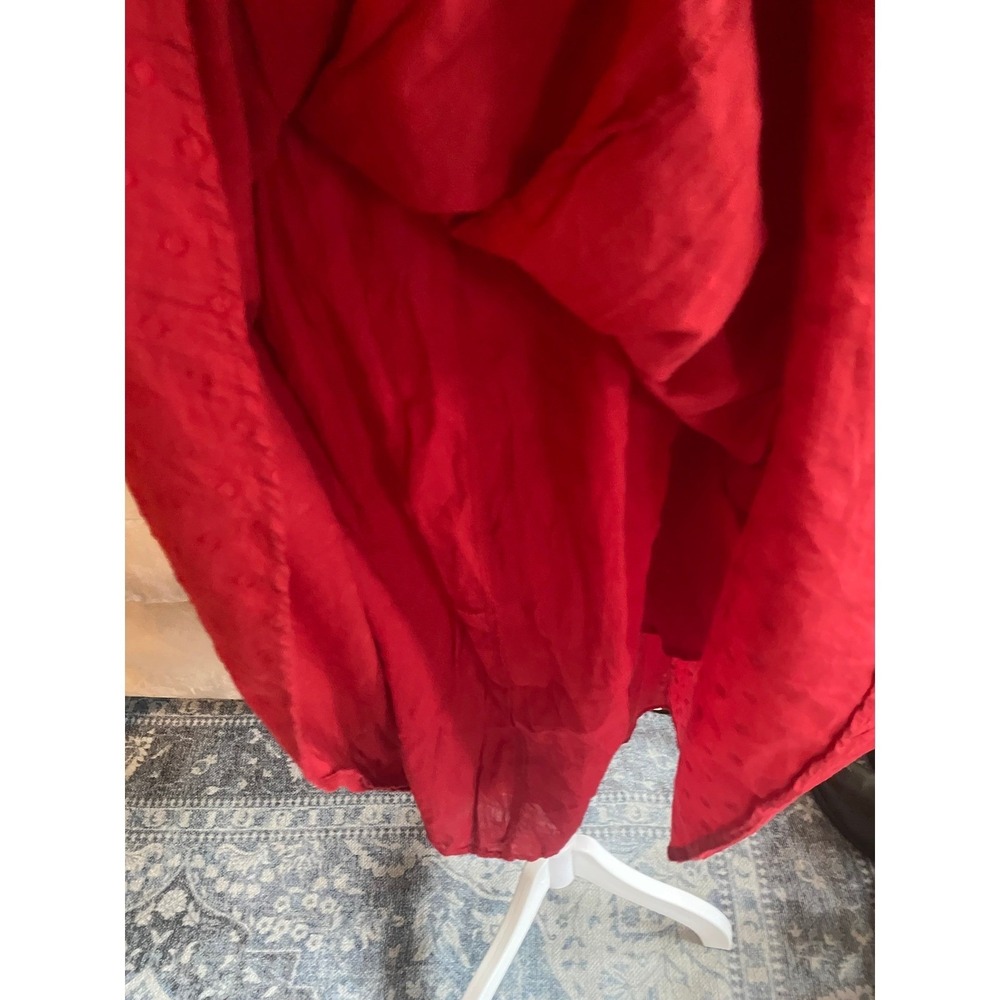 Milkmaid Smocked Puff Sleeve Red Maxi Dress Small Cottage Boho Romantic Prairie - Picture 4 of 8